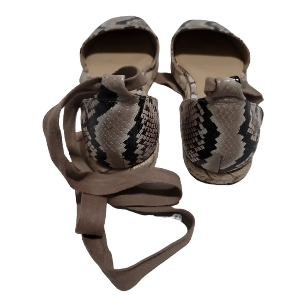Vince Camuto Jeliany Espadrille Flat Taupe/ Crepe Leather Upper Snake Print 7.5 - Picture 8 of 11